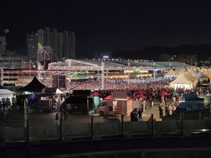 언덕에서 내려다본 야간 축제장 전경